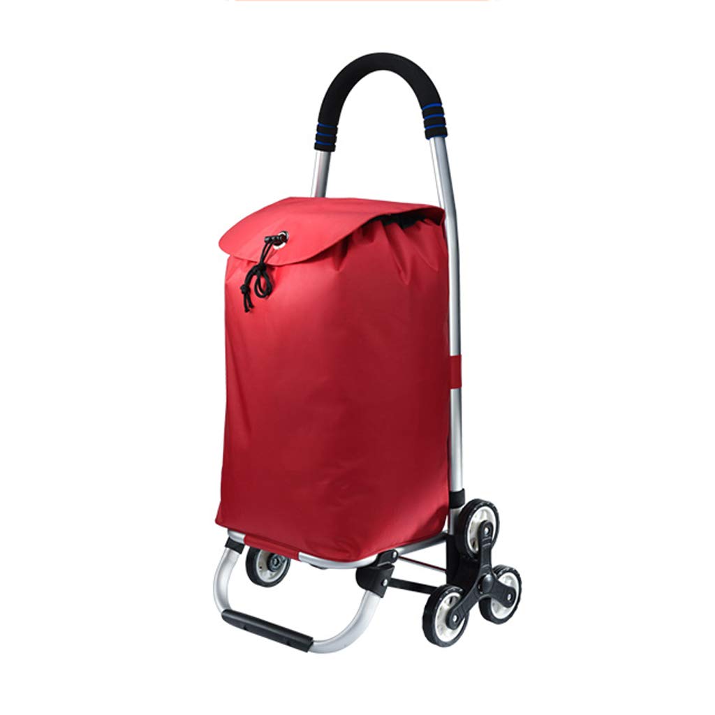 JXXDDQ Stylish lightweight folding trolley waterproof large capacity bag mouth drawstring design (Color : Red)