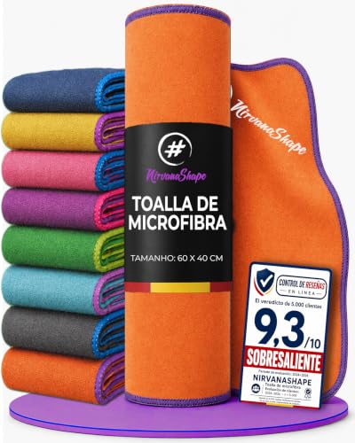 NirvanaShape Toalla de Microfibra 60 x 40 cm, Toalla de Viaje Ligera y compacta - Toalla de Microfibra para Viajes, Vacaciones, Fitness - sin Bolsillo en la Esquina ni Bolsa de Embalaje
