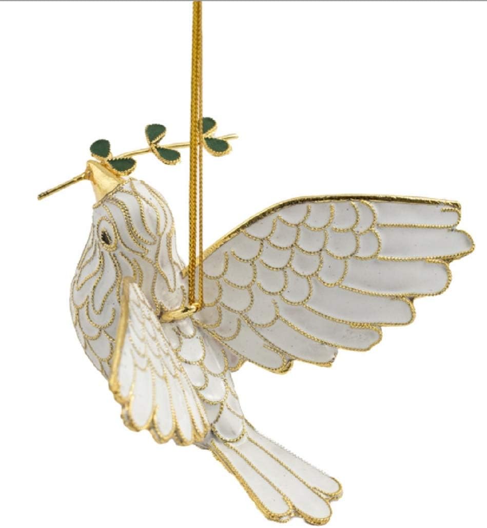 Value Arts B908E4 Cloisonne Peace Dove Hanging Ornament Enamel on Copper B908E4 4 Inches x 4 Inches