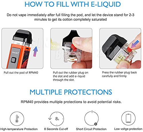 E Zigarette, Smok 40W RPM40 Kit Eingebaute 1500mAh Batterie, Shisha Starter Set mit 4.3ml +4.5ml Verdampfer Tank, Kein… – Bild 7