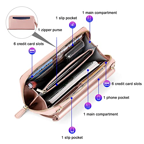 Image of nuoku Women's Small Crossbody Bags Wristlet Clutch Wallet Purses with Card Slot Phone Holder