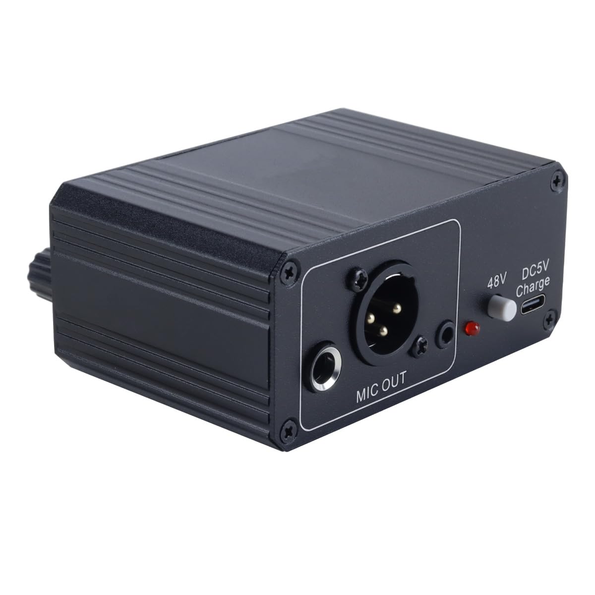Préampli micro avec alimentation fantôme 48 V, boîtier noir pour microphones dynamiques à condensateur, enregistrement musical