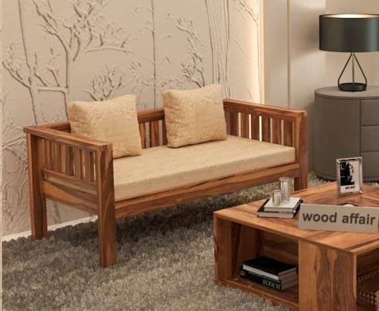 VINAYAK ART PLACE Wooden 2 Seater Sofa | Solid Sheesham Wood, Teak Finish-image-19