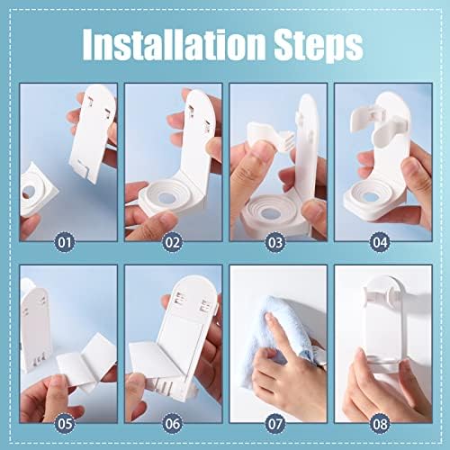 4 Pack Electric Toothbrush Holder, Self-Adhesive Toothbrush Stand Organizer Wall Mounted Universal Toothpaste Storage for Bathroom (Pink+Blue+White)