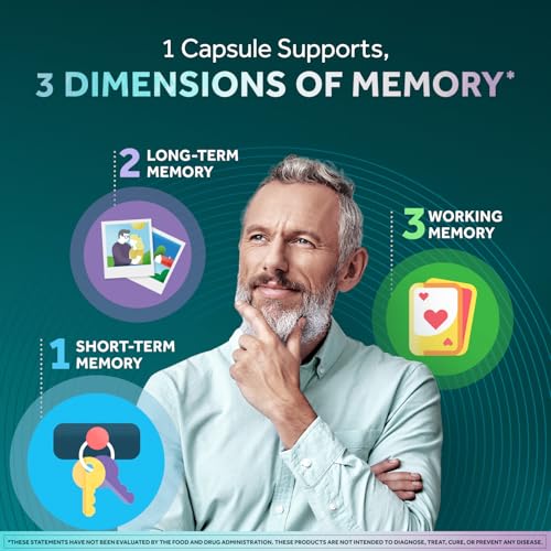 Image of NEURIVA Memory 3D Brain Supplement - Nootropic Capsules for Memory, Focus & Cognitive Function - Short Term, Long Term, & Working Memory Support - 50 Count (Pack of 2)