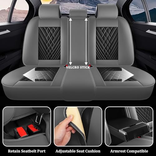 Image of Car Seat Covers Full Set for Subaru Forester 2000-2026, Waterproof Nappa Leather Car Seat Cover, Full Coverage Car Seat Covers Sets(5 Seats /Gray Black)
