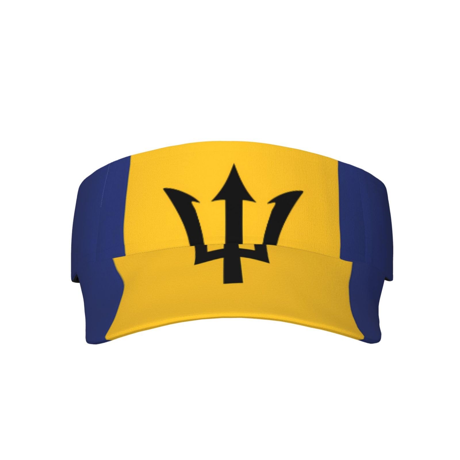 CNTDBU Flag of Barbados Adult Sun Visor -Open Top Sports Hat with Sweatband, Adjustable Hook and Loop Closure, Lightweight Running Visor for Men Women Black