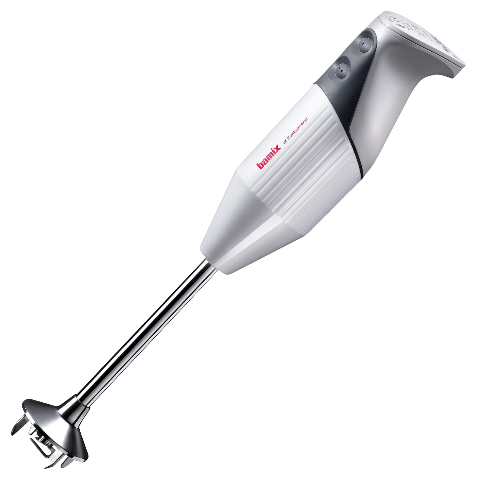 bamix Set frullatore a immersione G200 GASTRO PRO-2 incl. lama multiuso, frusta e disco fisso, supporto, 200 watt, 2 velocità, acciaio inox, Made in Switzerland, bianco/grigio chiaro