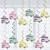 Donut Party Decorations Sweet Donut Birthday Party Decor, Assembled and Ready to Use, Grow up Donut Party Hanging Swrils 24pcs Party Streamers Kids Baby Shower Bday Party Decor Supplies