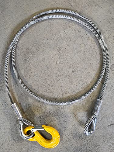 ALFA LOGISTIK® Stahlseil mit Haken (8mm – 16mm), Drahtseil mit Haken, Seil mit Kauschen, Anschlagseil, Forstseil (1m-30m) (8mm 15m)