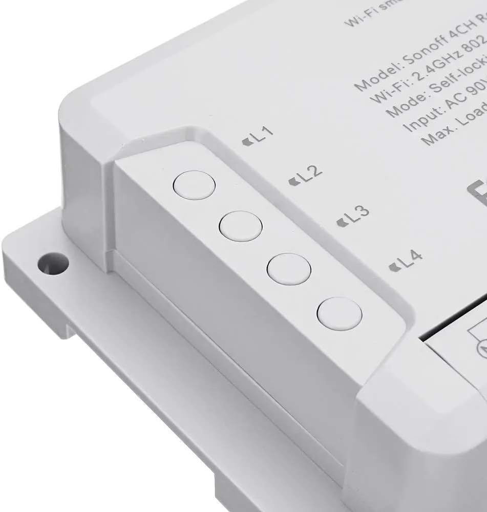 4 Channel 10A 2200W 2.4Ghz Smart Home WiFi Wireless Switch APP Remote Control AC 90V-250V 50/60Hz Din Rail Mounting Home Automation Module