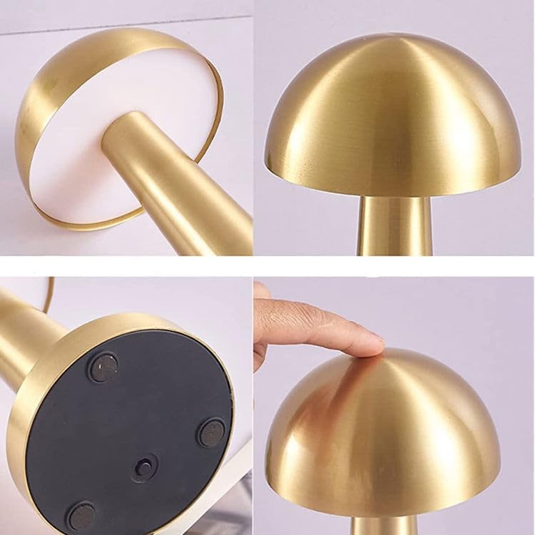Image of Cordless Lamp,Wireless LED Desk Lamp Touch Sensor Table Lamp,USB Rechargeable Metal Light Dimmable Eye Protection Bedroom Bedside Reading Lamp for Indoor Outdoor (Mashroom)