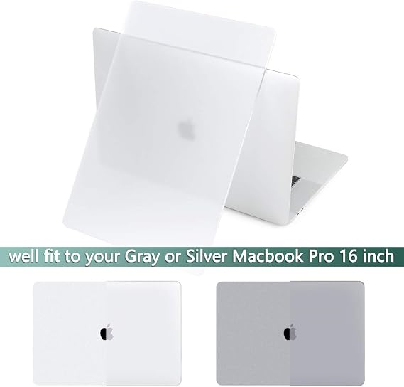 DONGKE Compatible with Older MacBook Pro 16 inch Case 2020 2019 A2141, Matte Plastic Hard Shell Case & Keyboard Cover for MacBook Pro 16 inch with Retina & Touch Bar Fits Touch ID, Clear