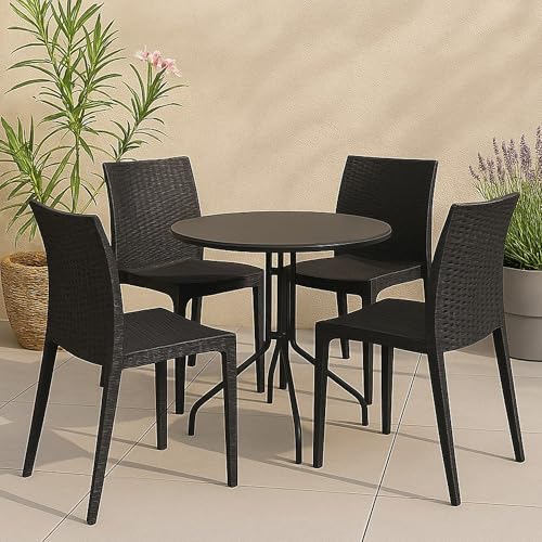 Dmora - Lot de 4 chaises d'extérieur Palizzolo, Chaises Outdoor Peu encombrantes, Empilables, Parfaites pour Jardins, Made in Italy, 42x48 h81 cm, Anthracite