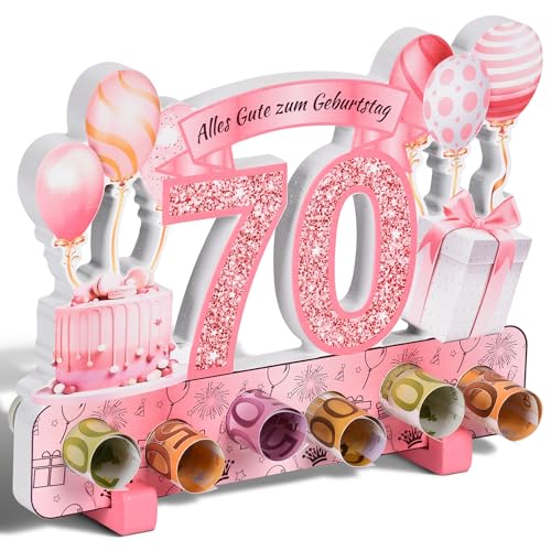 Yibat Regalo de 70 cumpleaños para mujer, decoración para 70 cumpleaños de mujer, decoración de 70 cumpleaños, decoración de oro rosa, regalo de dinero para 70 cumpleaños, regalo de dinero, regalo