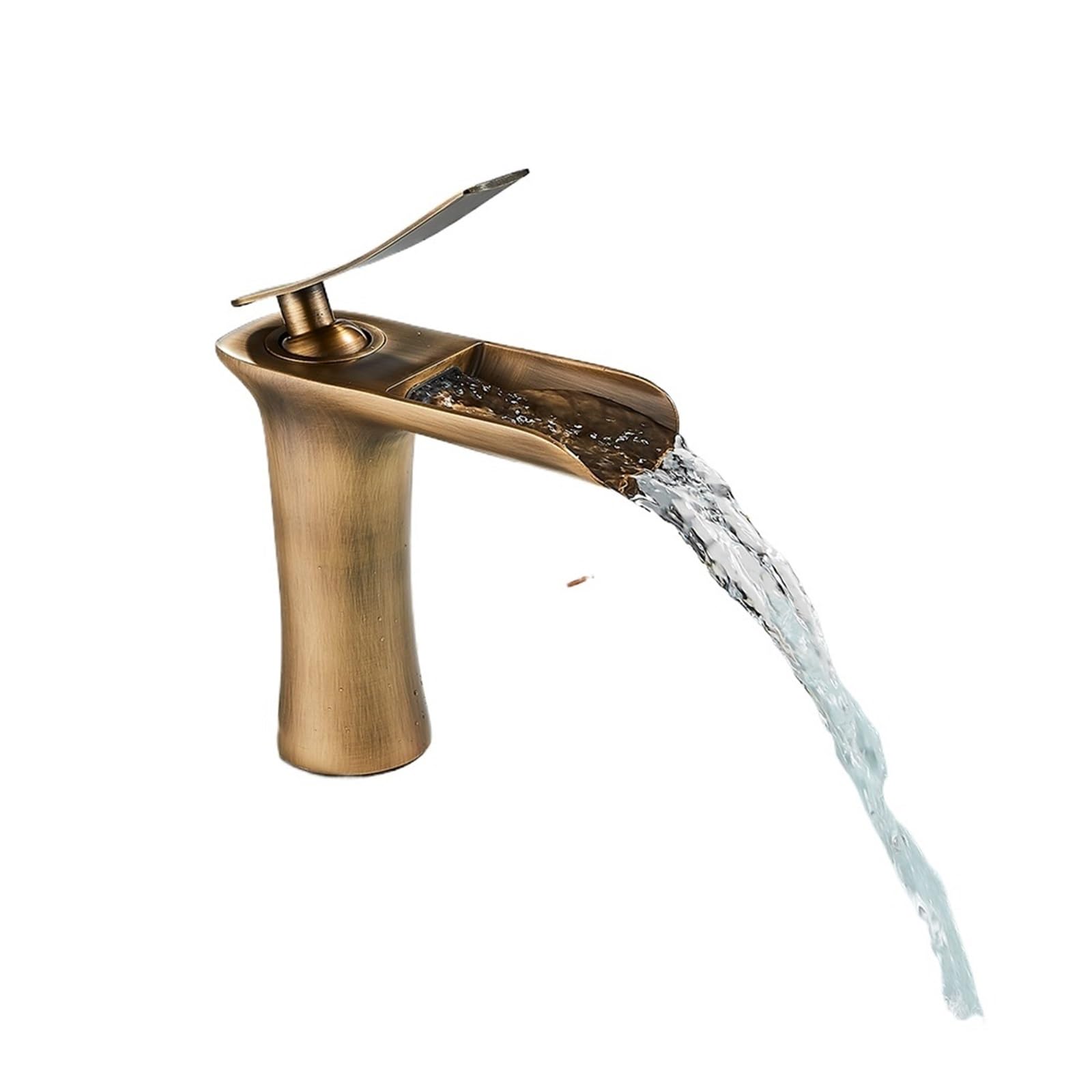 White Basin Faucet Waterfall Spout Bathroom Mixer Tap Deck Mounted Bathroom Sink Faucet Single Handle Cold Water
