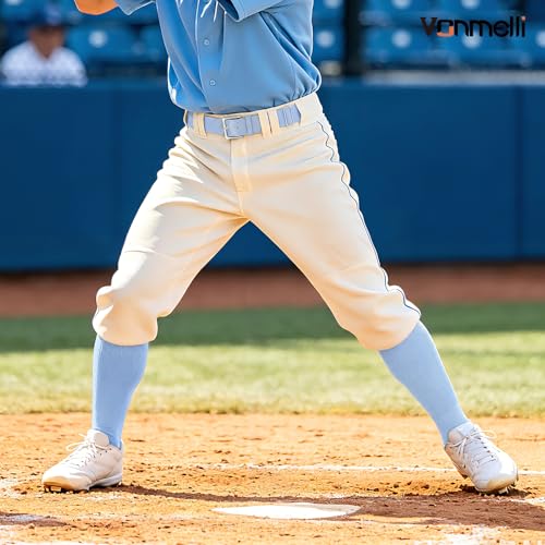 Image of VONMELLI Youth Baseball Belt and Socks Combo, Elastic Softball Belts and Socks for Boys and Adult (2 Pairs of Socks & 1 Belt)