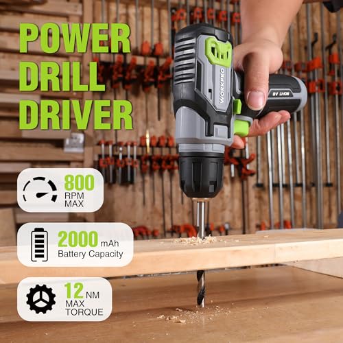 Image of WORKPRO Power Drill Set with Stackable Tool Box, 8V Cordless Drill Driver and Bit Set, 2.0Ah Electric Cordless Screwdriver Kit with 3 /8 inch Keyless Chuck, For Home Repair, DIY