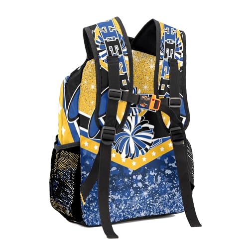 Personalized Blue Gold Cheer Cheerleader Shoulders Bags Daypack with Name School Bookbag for Sports Party Traveling2