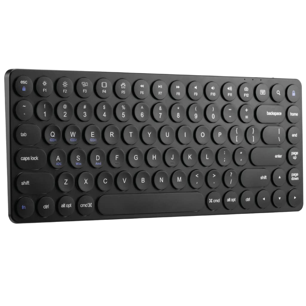 F99 Bluetooth Wireless Multi-Device Keyboard Compact Design Round Silent Keys| Type C Fast Charging for iPad, Tablet, Windows, macOS, Android, Laptop
