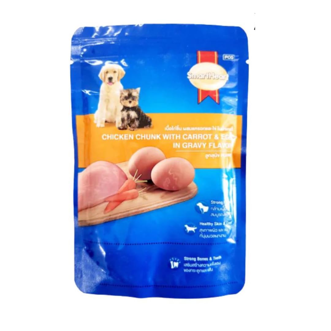 ⦁SmartHeart Chicken Chunk with Carrot & Egg Wet Dog Food for Puppy and Dogs 80G Pouch Pack Sold by Fps (6) (B0CV5J18PL) Amazon Price History, Amazon Price Tracker