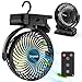 Simpeak 8000mAh Camping Ventilator Tischventilator, Mini USB Ventilator leise, Clip Fan mit Fernbedienung und LED Licht [3 Geschwindigkeit] [720° Drehung] - Schwarz