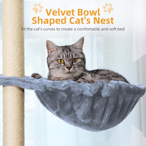 Torre para gato interior de 54.3 pulgadas con hamaca y condo miniatura 3