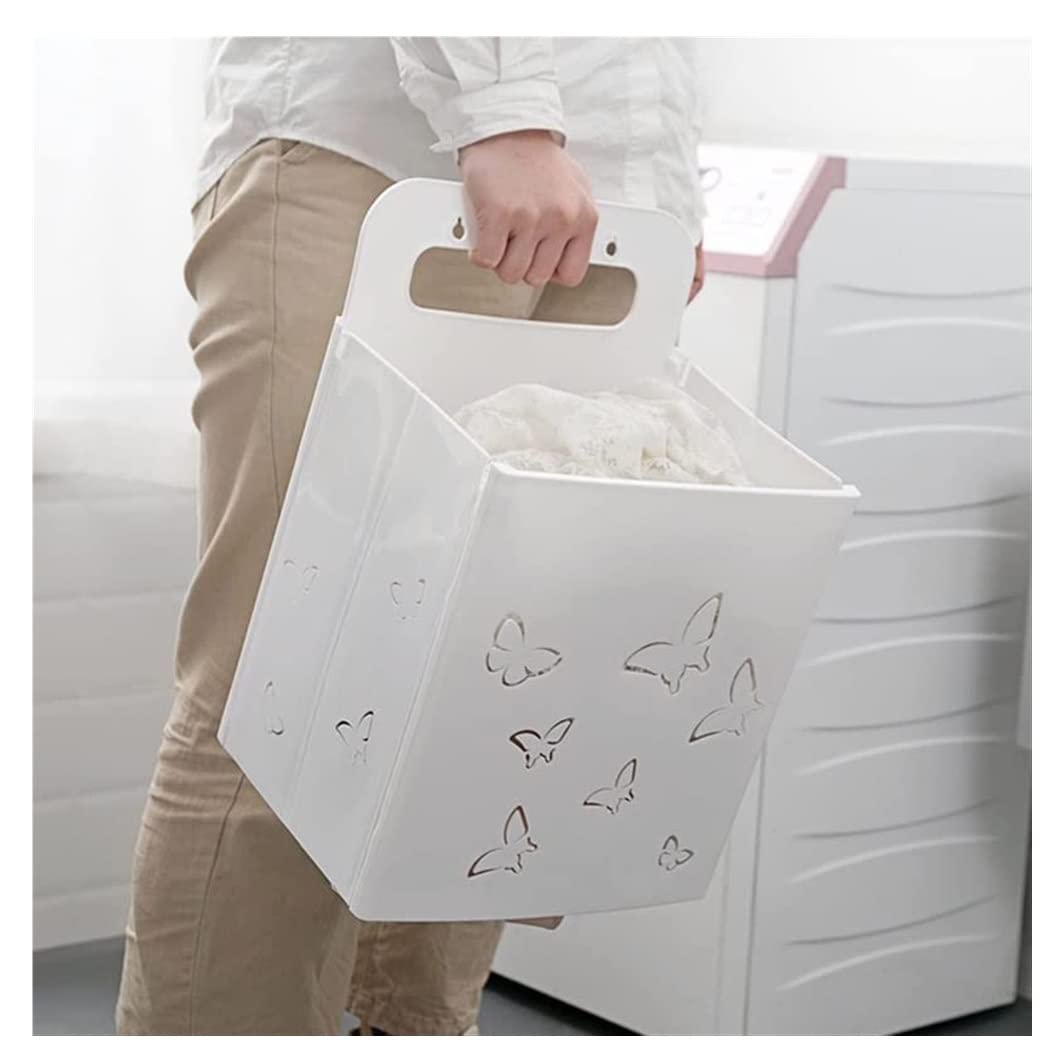 Cesto Bucato Cesto Portaoggetti per Vestiti Sporchi, Portabiancheria Pieghevole, per Lavatrice Sospeso Accessori per Bagno(A)