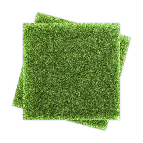 Dreamil Lot de 2 Gazon Artificiel Haute Qualité, 15x15cm Fibres PE Résistantes aux UV, Gazon Synthétique Anti-Dérapant pour Jardin, Terrasse, Balcon, Aire...