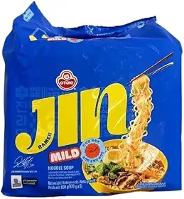 MACARRÃO COREANO INSTANTÂNEO | LAMEN JIN MILD | PACK 5X + STICKER ADESIVO | 5 PACOTES + 1 STICKER