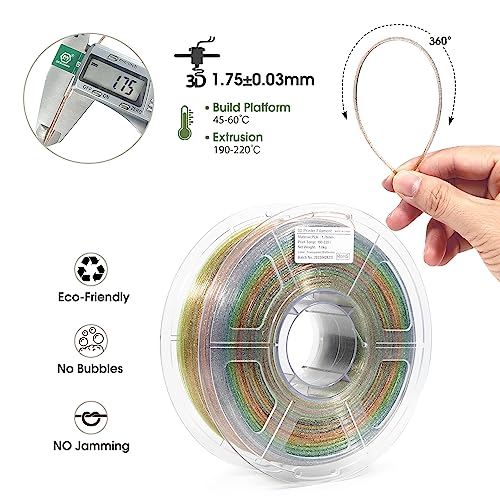 Image of iSANMATE Clear PLA 3D Printer Filament, Transparent Rainbow Glitter Filament, PLA+, 1KG /Spool