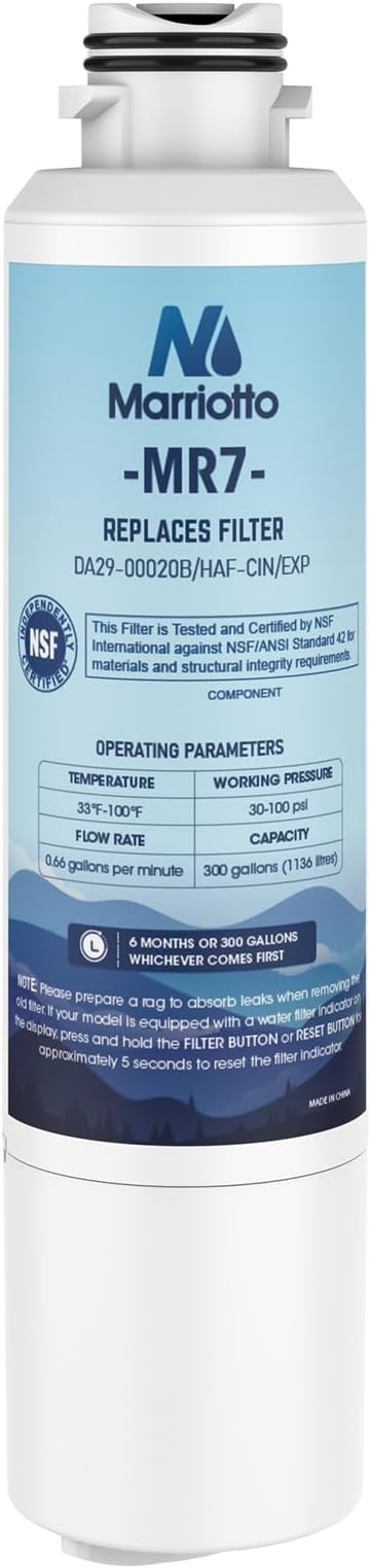 - MARRIOTTO Compatible with Samsung DA29-00020B Refrigerator Water Filter, DA29-00020B, DA29-00020A, HAF-CIN/EXP, 46-9101 Refrigerator Water Filter, 1 Pack