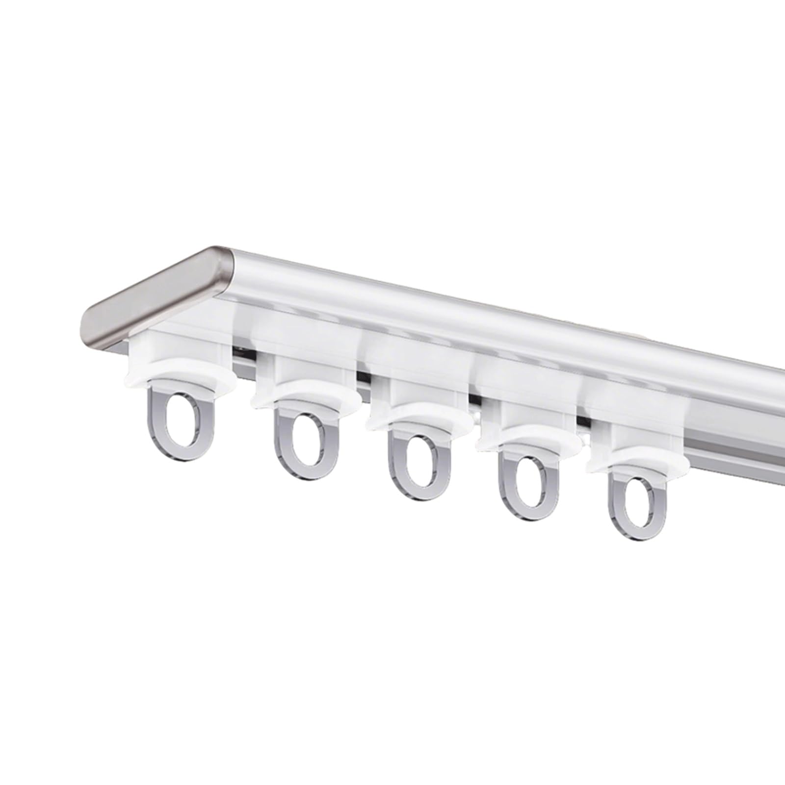 Aluminiu Rail adhésif pour Rideau Système Silencieux avec Rouleaux silencieuse Montage Mural ou au Plafond pour Rideaux/Rails de Rideau de Douche/Séparateurs de Pièces(White,5.8m(19ft))