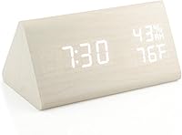 Vista 10 de Reloj de alarma de madera OCT17, reloj digital LED inteligente para recámara/escritorios, actualizado con temperatura del tiempo, brillo ajustable