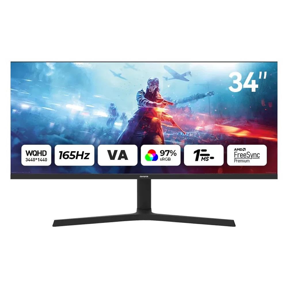 AIWA MP3424-Y 34" 165Hz 1ms Curved Gaming Monitör – UWQHD 3440x1440, Ultrawide, HDMI DisplayPort
