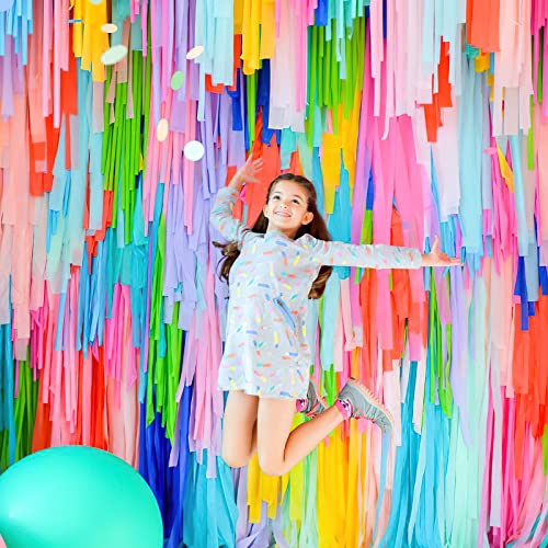 Image of PartyWoo Pastel Crepe Paper Streamers 8pcs 656ft Pack of Pastel Rainbow Colorful Crepe Paper Streamers for Graduation Baby Shower Unicorn Easter Safari Spring Rainbow Theme Birthday Party Decorations