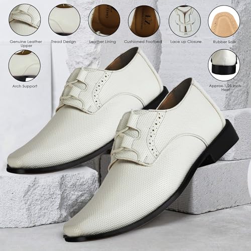 LIBERTYZENO Mens Genuine Leather Classic Tread Design Lace Up Oxford Dress Shoes2
