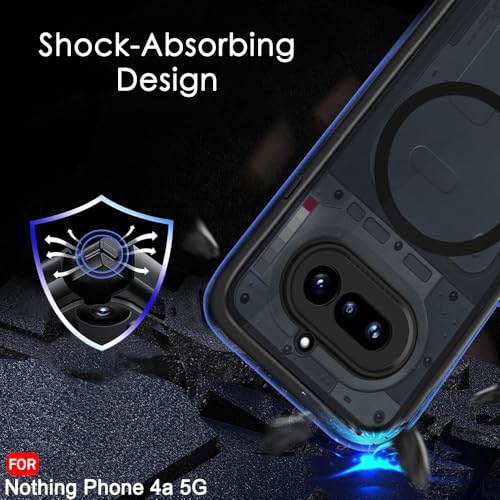 Image of TheGiftKart Hybrid Shockproof Back Cover Case for Nothing Phone 4a 5G Compatible with MagSafe | Hard Back Cover Case for Nothing Phone 4a 5G (PC & TPU, Translucent Smoke Matte Back, Black Sides)