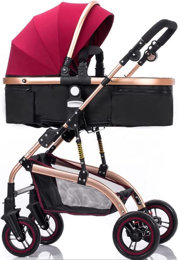 Baby Stroller Carriage Plus Cup Holder Shockproof Spring Increase Foot Cover Folding Mosquito Net Toddler Seat =Strollers (Color : A)