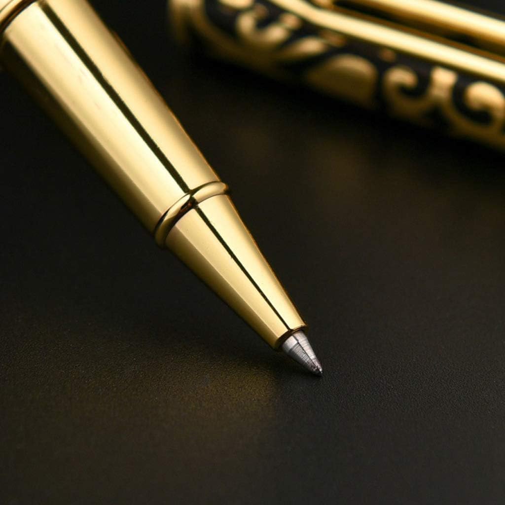 Kugelschreiber, neutraler Tintenstift Metall-Kugelschreiber, Tintenroller, Gel-Tintenstift, Schwarz/Gold, 13,3 x 1,2 cm(B)