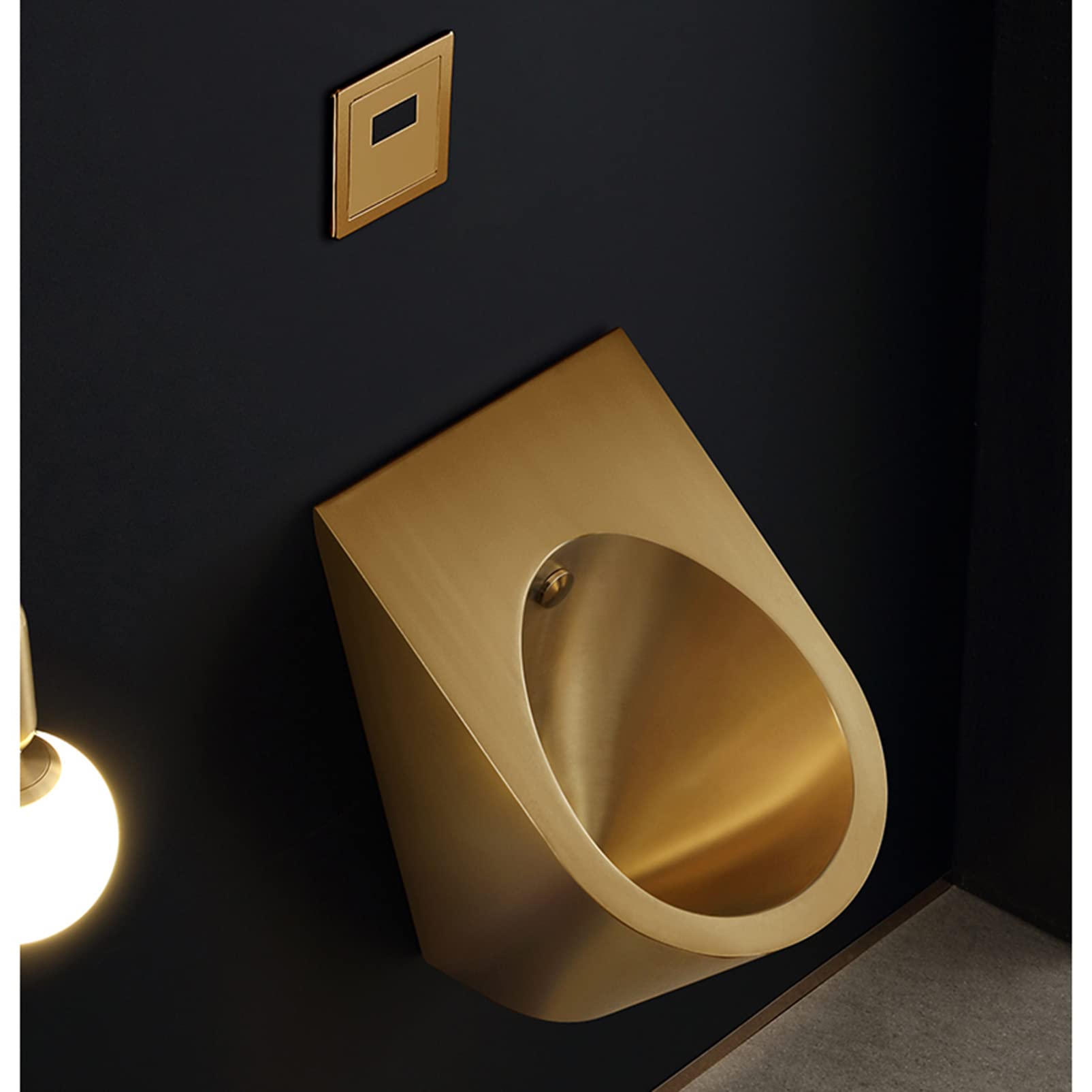 OTQEFTN Golden 304 Stainless Steel Urinal, Wall-Mounted Men's Urinal with Automatic Induction Flushing, Non-Contact Induction High-Efficiency Flushing Urinal