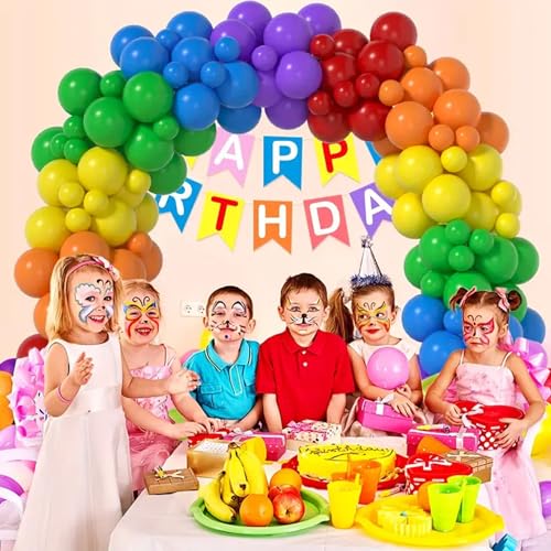 140pcs Rainbow Balloon Arch Kit, Rainbow Balloons of Different Sizes Pack of 18 12 10 5 Inch Party Balloon Kit for Birthday Party or Balloon Arch as Graduation Wedding Baby Shower Party Decorations - Thumbnail 6