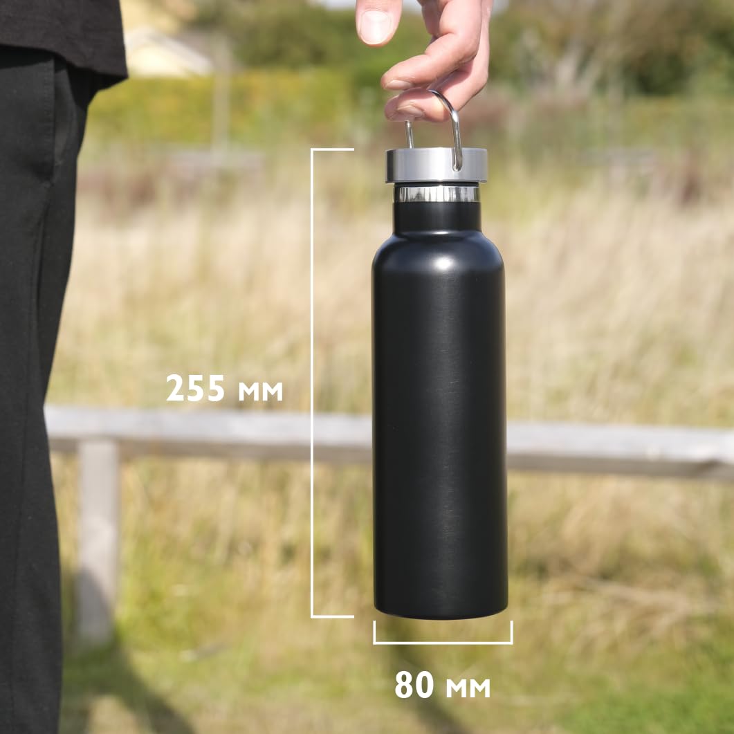 Thermos isotermico 600 ml in acciaio inox di alta qualità | Zelected Daily | Mantiene caldo 8 ore, freddo 12 ore | Tappo a vite impermeabile e antiperdita| Facile da trasportare| Nero