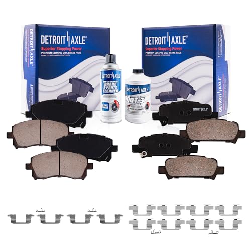 Image of Detroit Axle - Brake Pads for 1998-2002 Subaru Forester 1999-2003 Impreza 2000-2002 Legacy Outback Ceramic Brake Pads w /Hardware 2001 Front and Rear Replacement Brakes