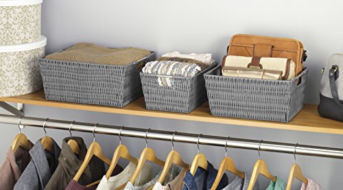 Image of Whitmor Rattique Storage Baskets - Grey (3 Piece Set) (Pack of 2)