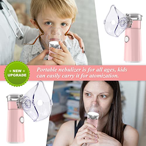 Portable Handheld Nebulizer For Adults And Children, Travel Inhaler Ultrasonic Nebulizer, Self-Cleaning Mesh Nebulizer Machine For Breathing Issues With Full Package, Pink #TOP2