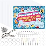NACHLYNN Shrinky Plastic Sheets Kit 171Pcs Christmas Heat Shrink Sheets Shrinky Art Dink Keychain Kit for Kids Crafts Making Christmas Party Favors Supplies (Conventional)