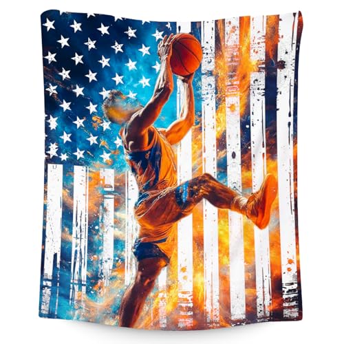 Basketball Blanket for Boys, Kids Blankets Gifts, Sports Theme Throw, Soft Fleece Throw for Couch & Bed, 60"x80"