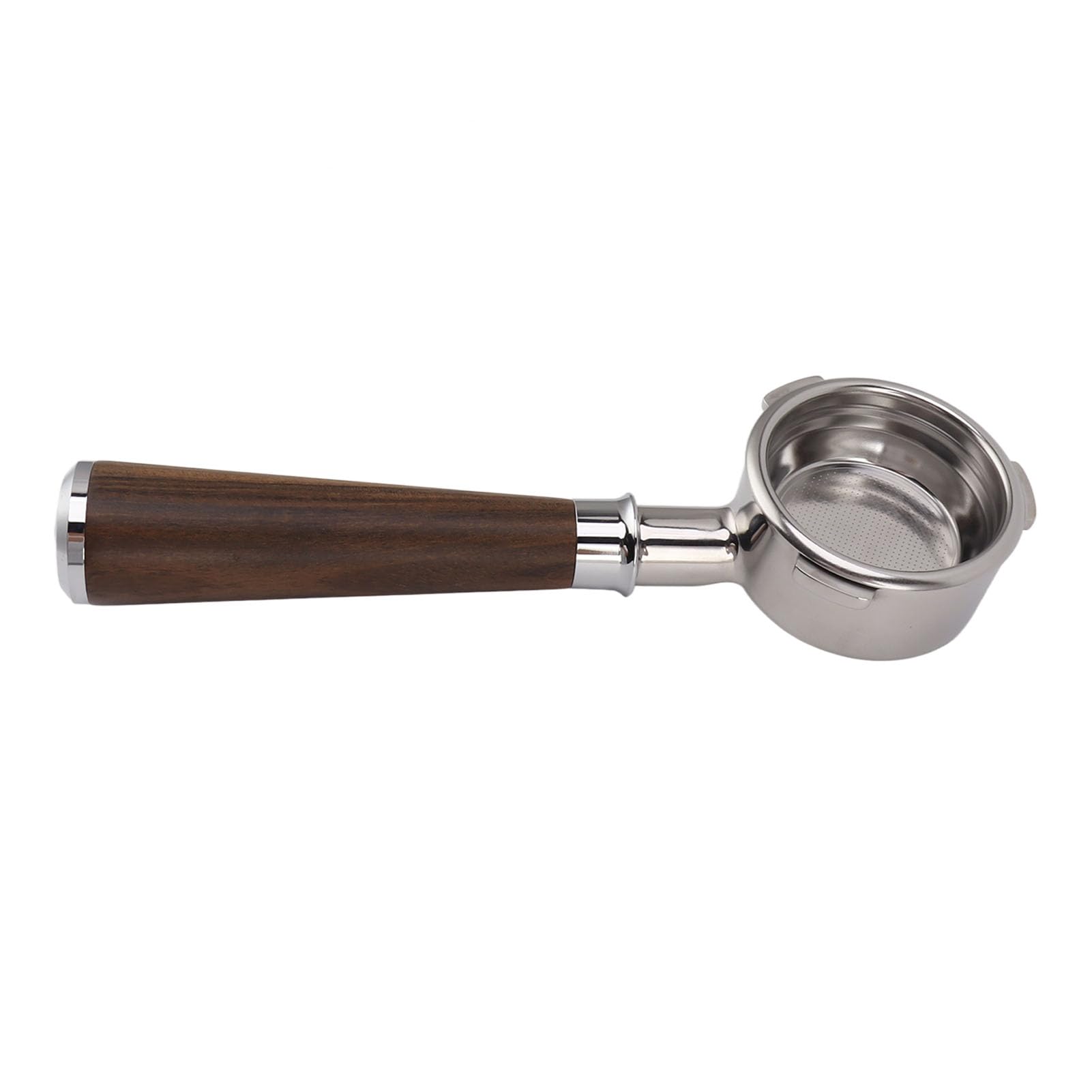 Portafiltro de café sin Fondo de 58 Mm, Portafiltro de Cesta de Filtro de Taza, Portafiltro de café de Acero Inoxidable de 3 Orejas Mango de Madera Maciza para Barsetto Piezas de e