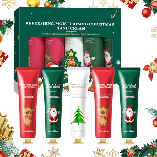 HASAIKA® Crema de Manos, Juego de Crema de Manos Navidad, Set de Regalo para Pieles ásperas y Agrietadas, 5 piezas